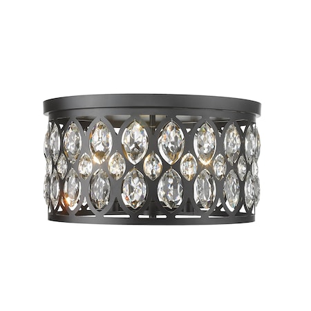 Z-Lite Dealey Flush Mount, 5-Light, 18 In.W x 9.75 In.H, Matte Black/Clear 6010F18MB